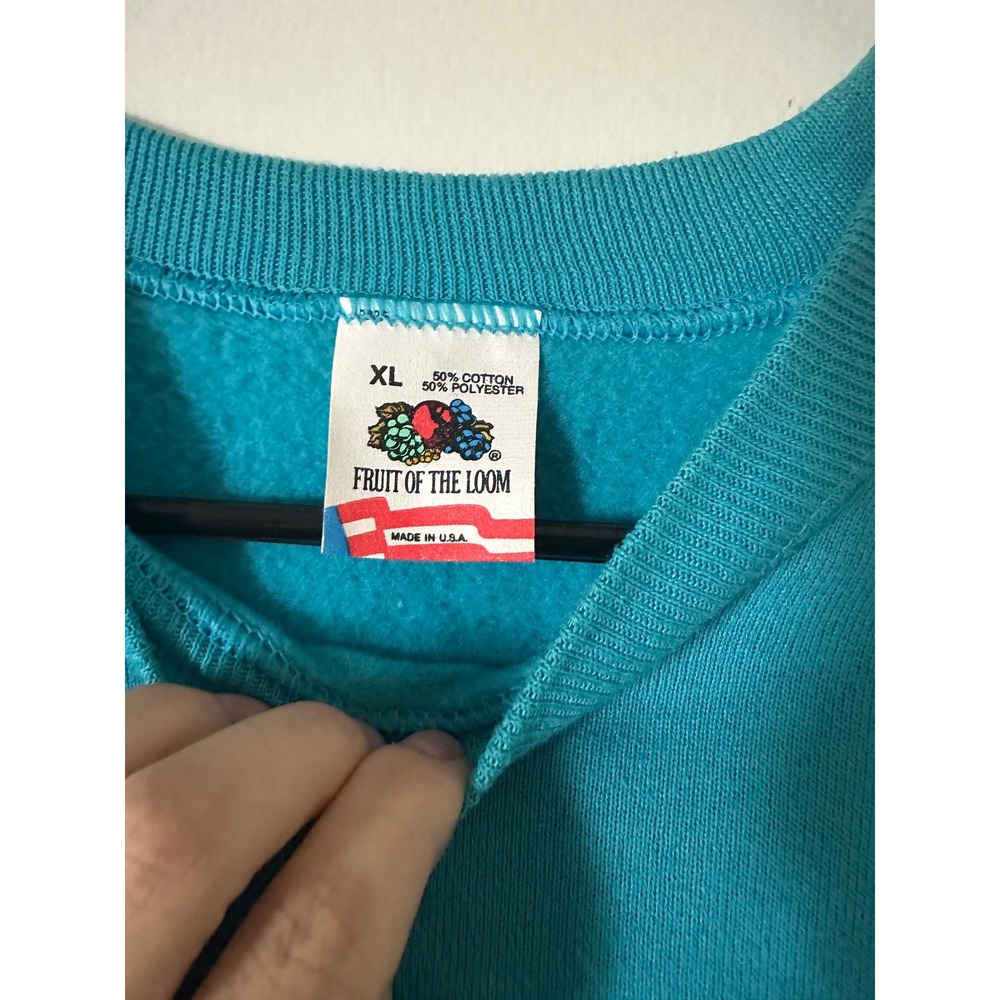 Vintage Fruit of the Loom Newport Rhode Island Sweatshirt XL Teal Made in USA - Picture 3 of 7